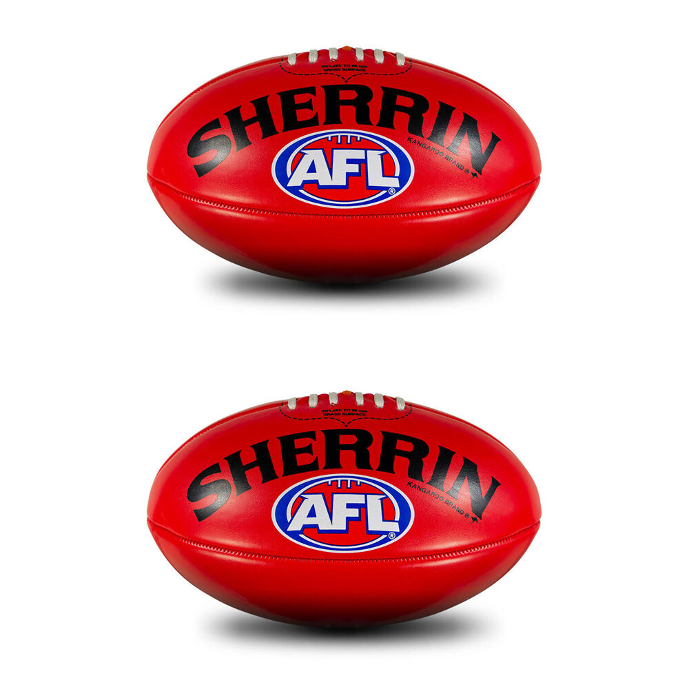 Sherrin PVC AFL Outdoor Recreational Play Replica Football Size 4 Red (2 Pack)