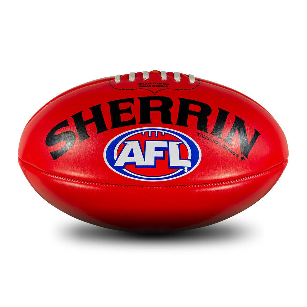 Sherrin Size 4 PVC AFL Outdoor Recreational Play Replica Football — Red