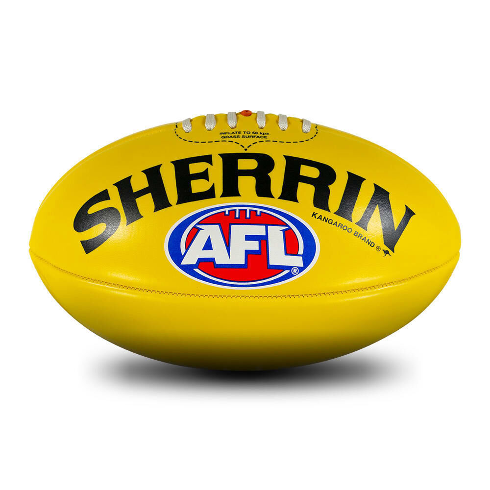 Sherrin PVC AFL Outdoor Recreational Play Replica Football Size 4 Yellow (2 Pack) — image 2