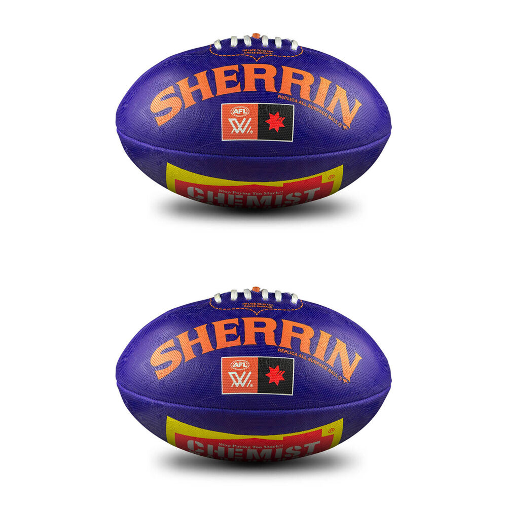 Sherrin AFLW Replica All Surface Synthetic Rubber Football Size 4 Purple (2 Pack)
