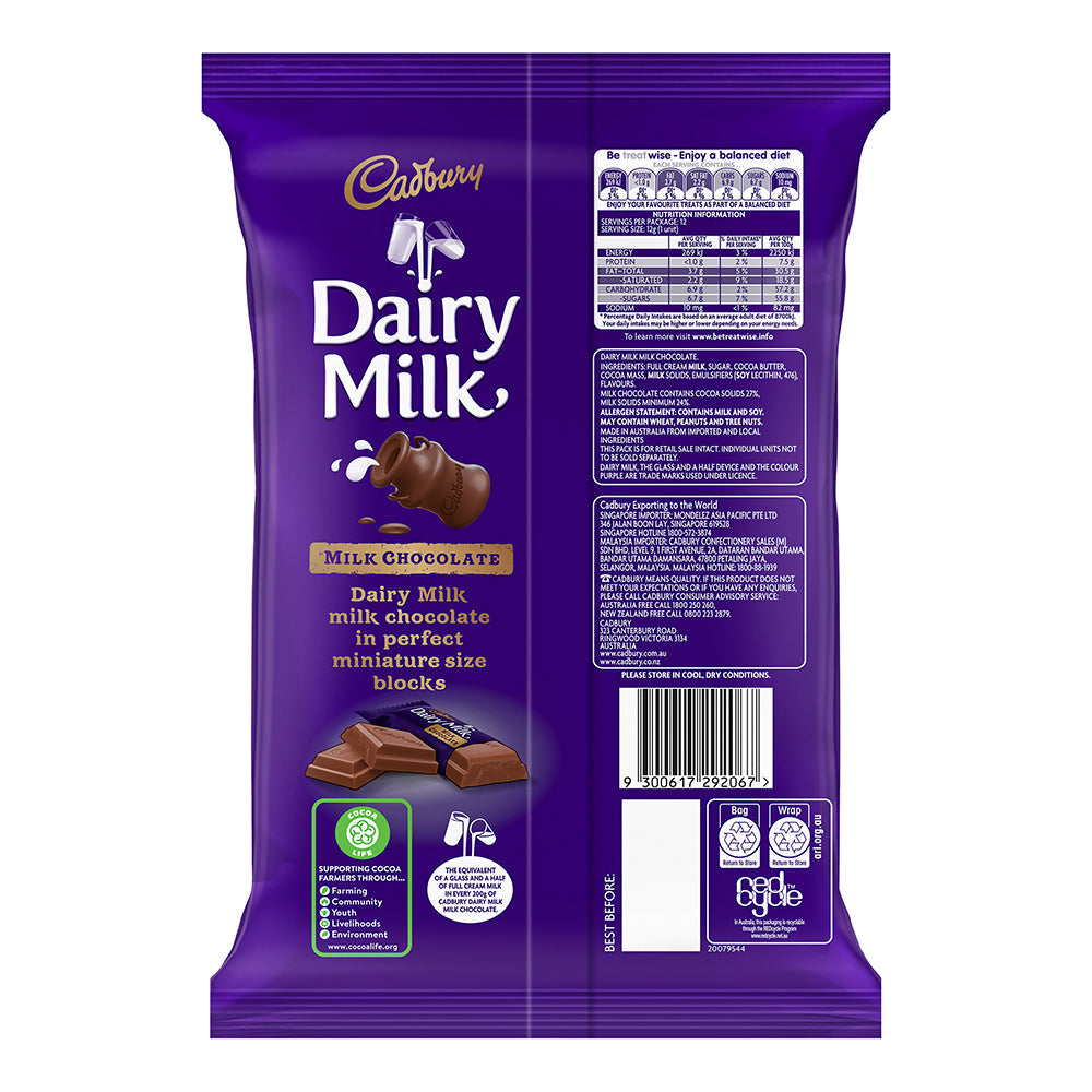 Cadbury 144g Dairy Milk Chocolate Sharepack Choco Sweet Treats Snacks Block (36 Pieces) — image 3