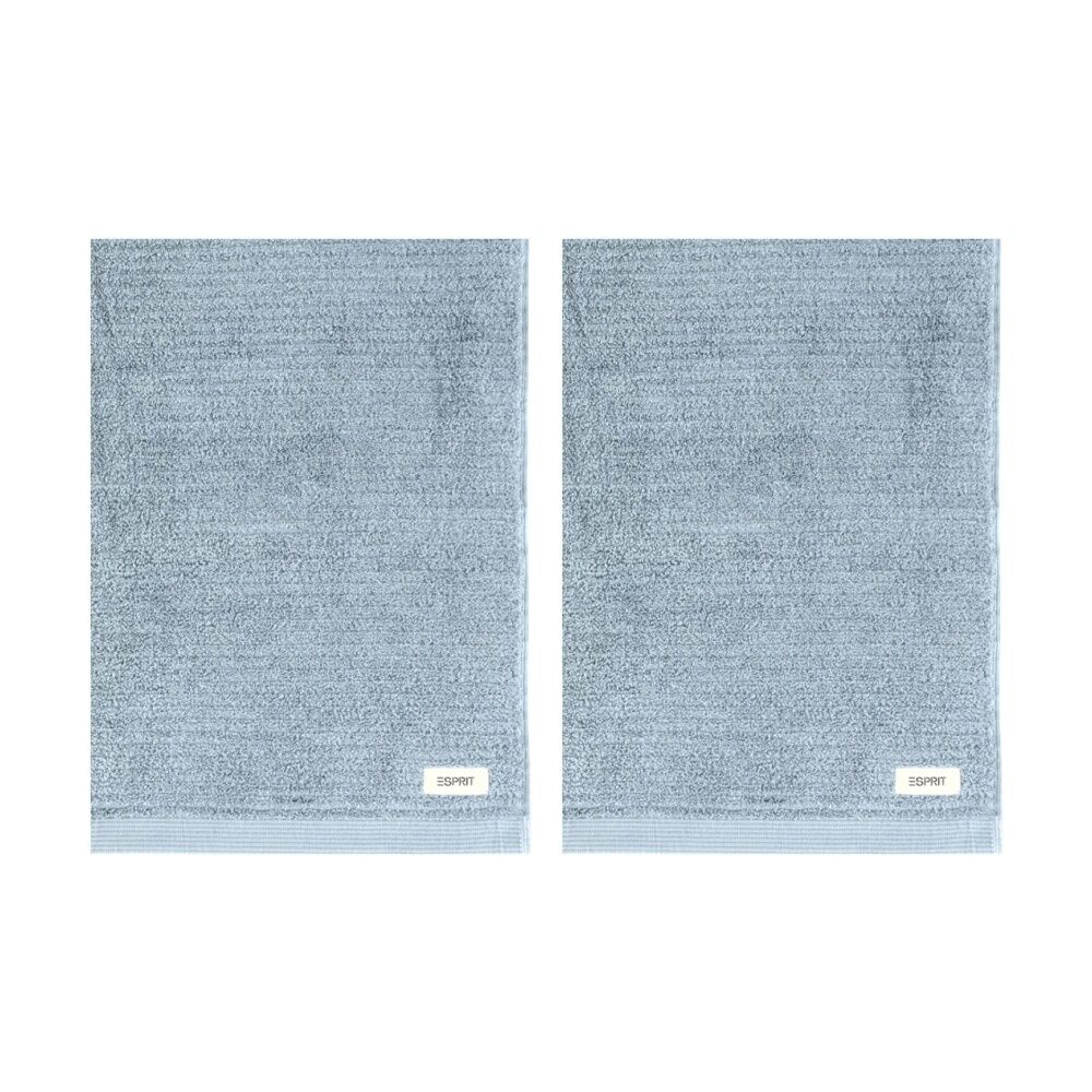 Esprit 800GSM Porto Cotton Ribbed Bathroom Bath Mat 50x80cm Chambray Blue (2 Pack)