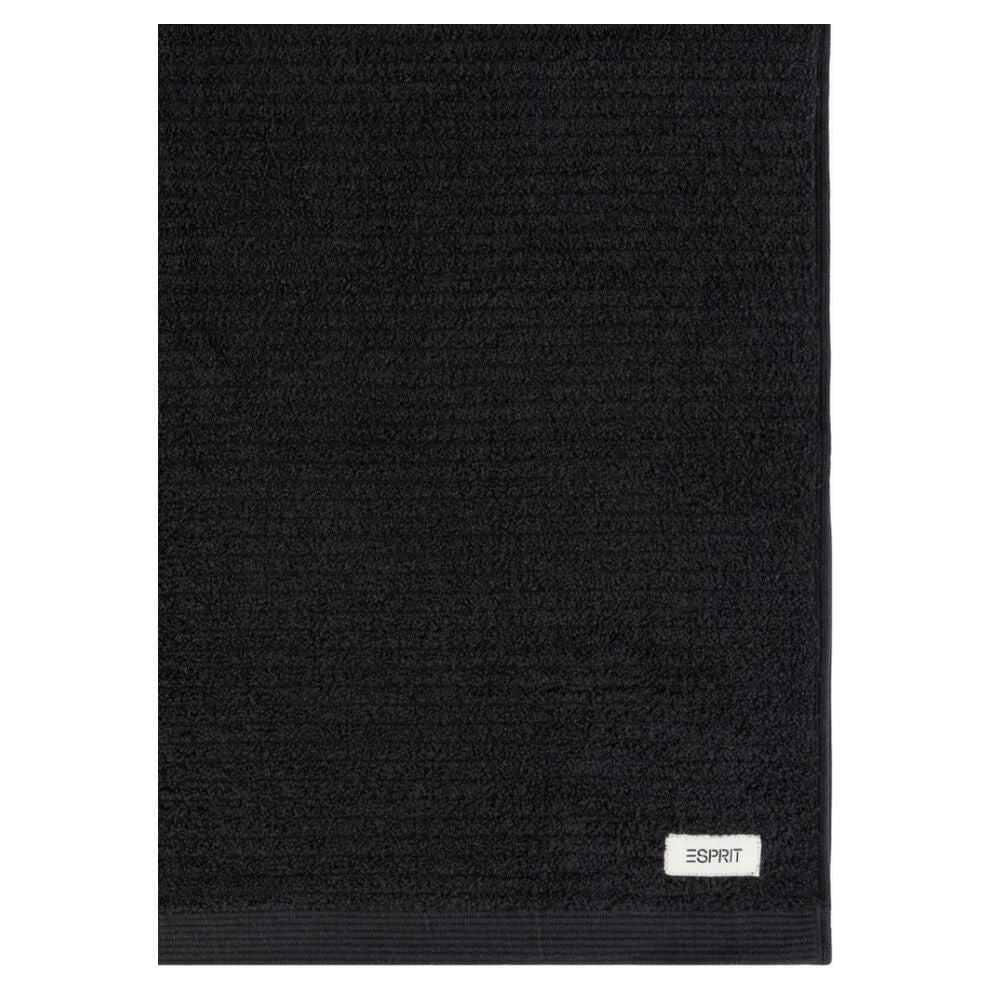Esprit 74x168cm Onyx Black 600GSM Porto Cotton Ribbed Bath Sheet