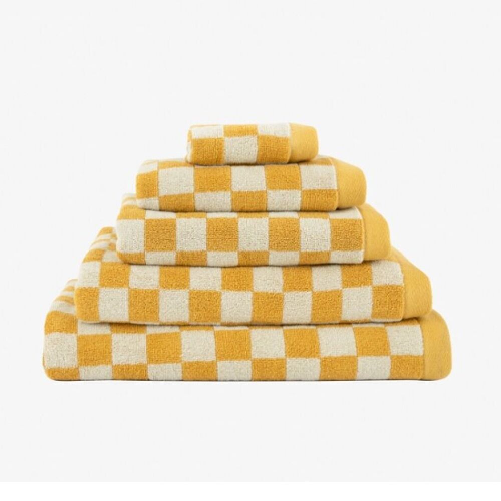 Esprit 550GSM Zenith Bathroom Cotton Bath Sheet Checkered Honey Yellow (2 Pack) — image 3