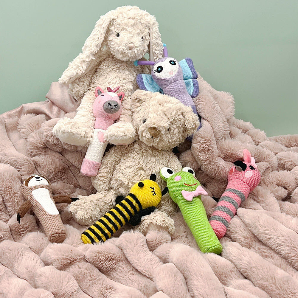 Annabel Trends Baby Hand Rattle Knit Sensory Play Toy 18.5cm Bumble Bee (2 Pack) — image 5