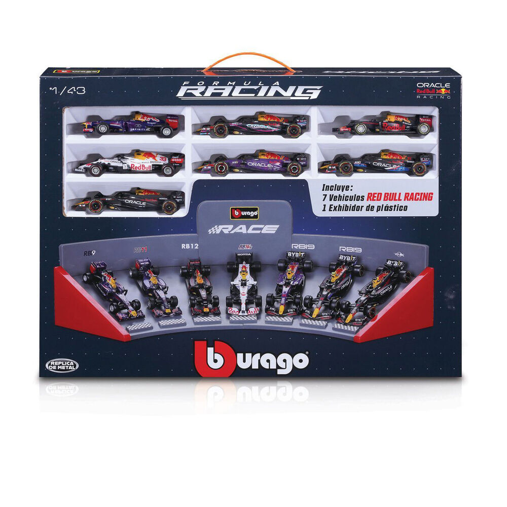 Bburago Red Bull - Collection & Display Stand Formula 1 Car Toy 1:43 (7 Pieces)