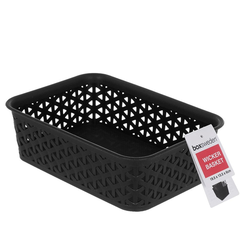 Boxsweden 19.5cm Wicker Design Basket Organiser Rectangular Storage Assorted (6 Pack) — image 2