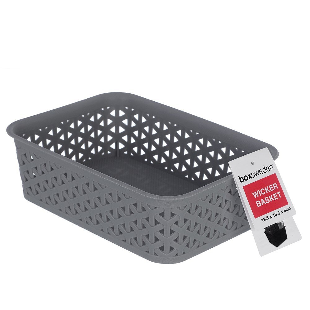 Boxsweden 19.5cm Wicker Design Basket Organiser Rectangular Storage Assorted (6 Pack) — image 5