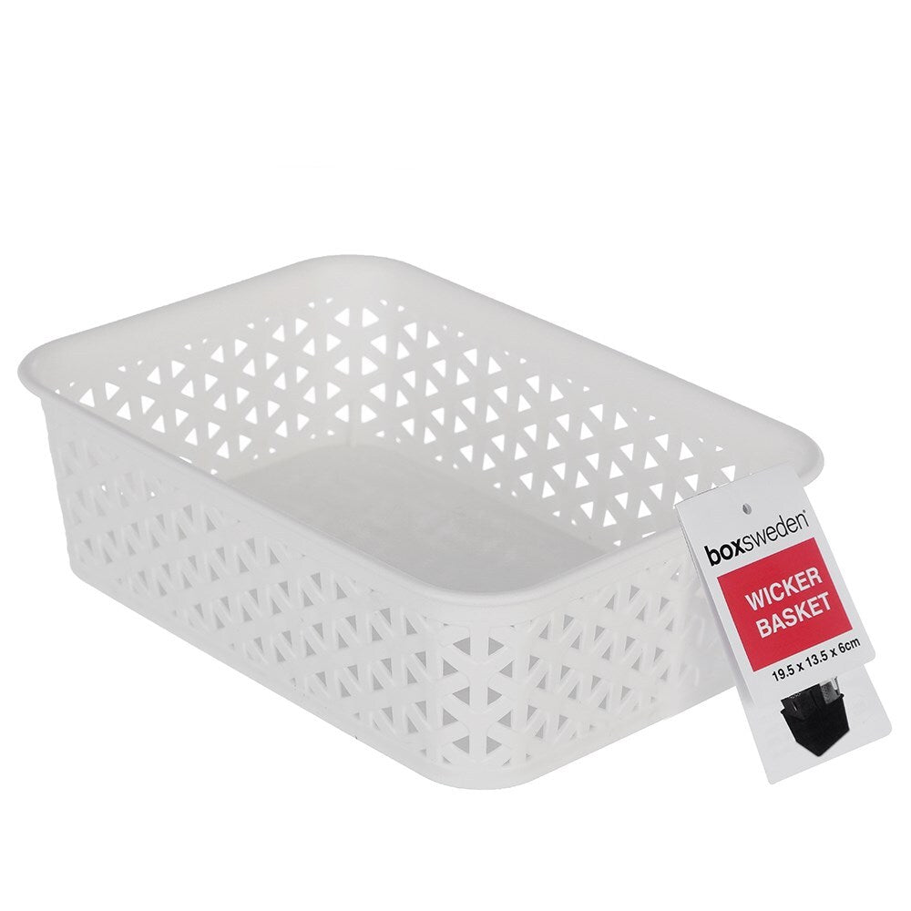 Boxsweden 19.5cm Wicker Design Basket Organiser Rectangular Storage Assorted (6 Pack) — image 3