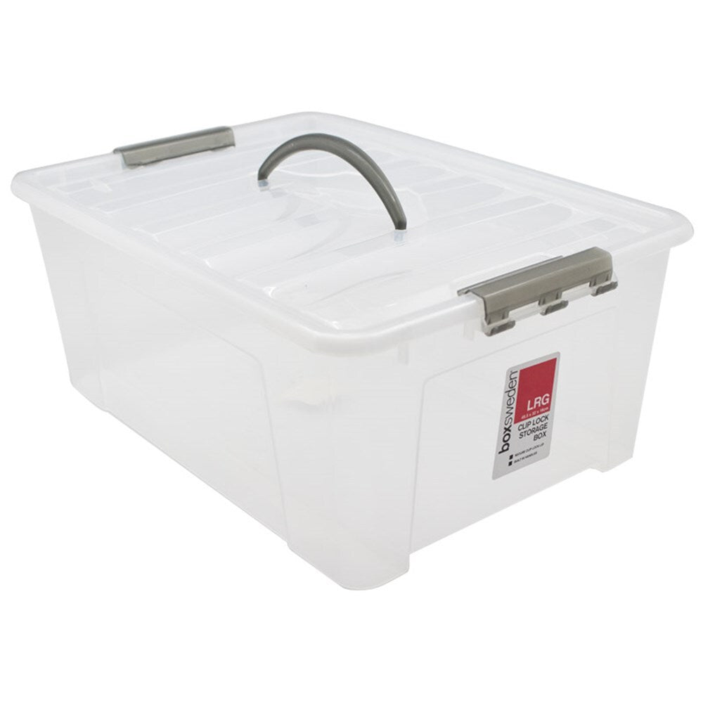 Boxsweden 20L/45.5cm Carry Box w/ Handle Storage Home Organiser Transparent (2 Pack) — image 2