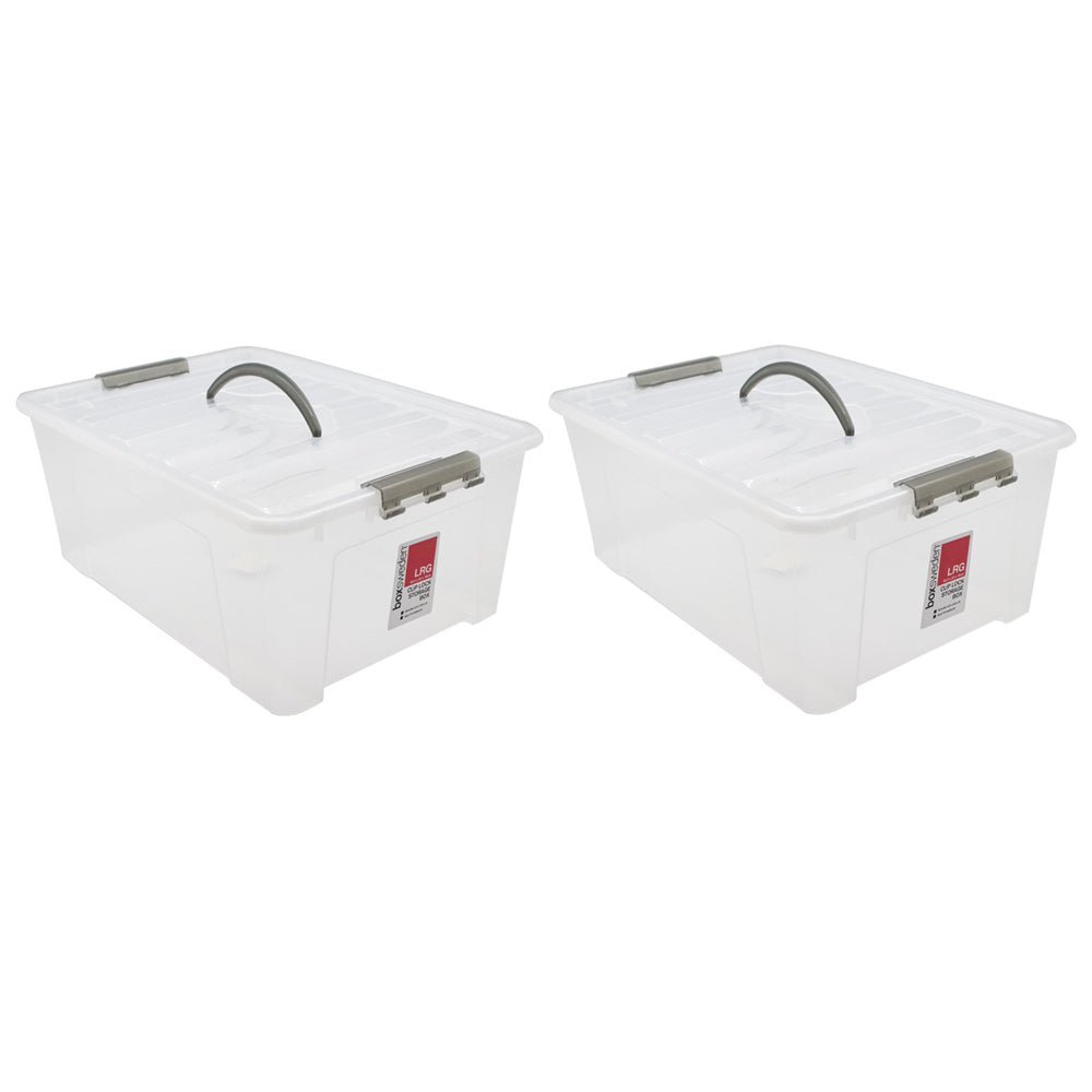 Boxsweden 20L/45.5cm Carry Box w/ Handle Storage Home Organiser Transparent (2 Pack)