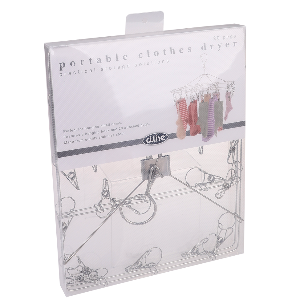 D.Line Stainless Steel Hanging Rectangle Clothes Hook Dryer 20 Pegs 37x30cm (2 Pack) — image 3