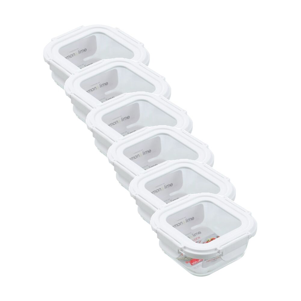 Lemon and Lime Yorkshire Fresh Lock Container Square 500ml Food Safe (6 Pack)