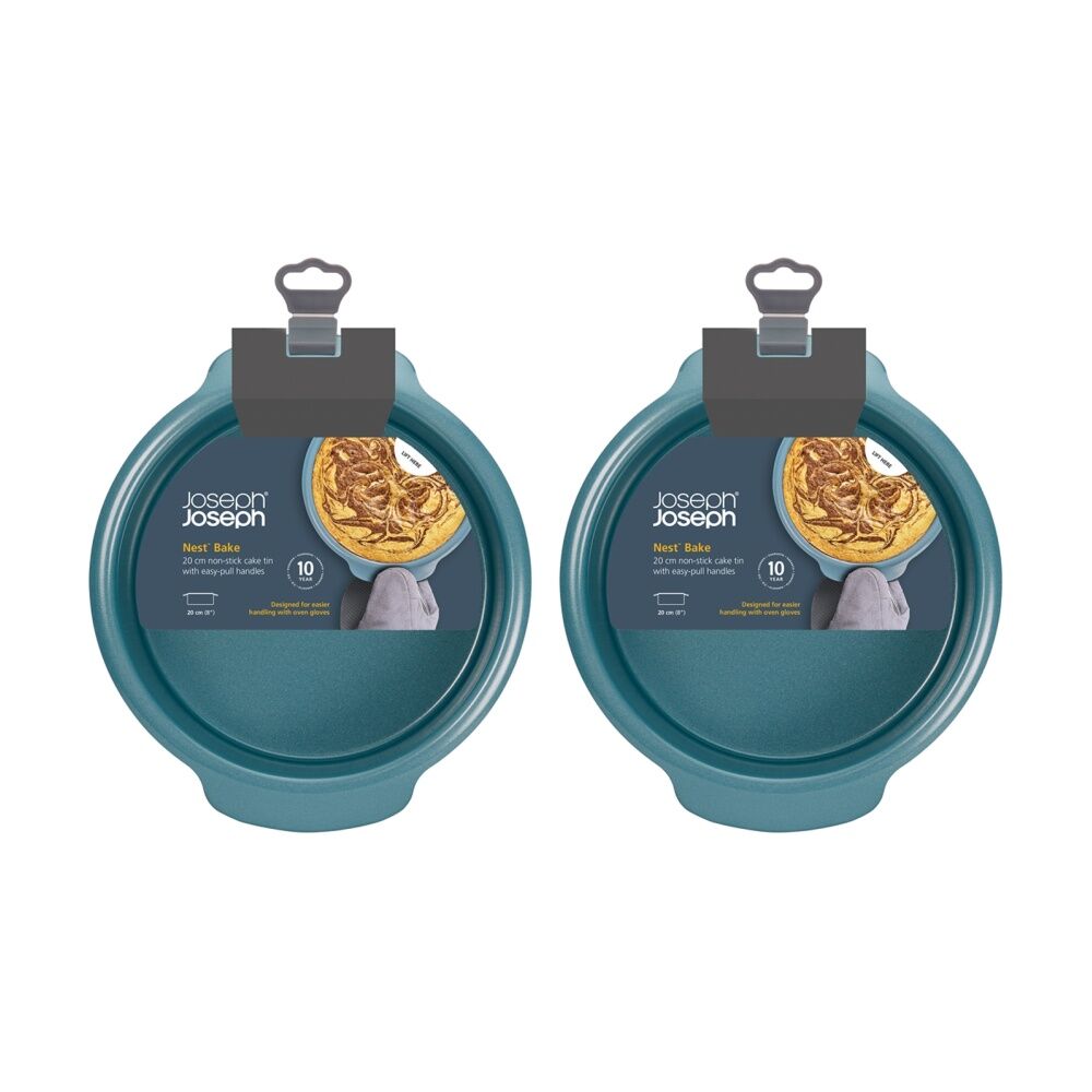 Joseph Joseph Carbon Steel Non-Stick Nest Bake Round Cake Tin 20cm Blue (2 Pack)