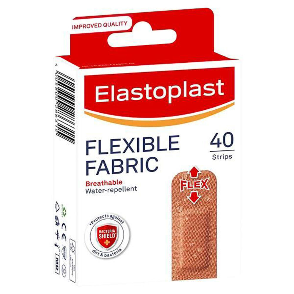 Elastoplast 40pc Elastoplast Flexible Fabric Strips Bandage Breathable Water Resistant (12 Pack) — image 2