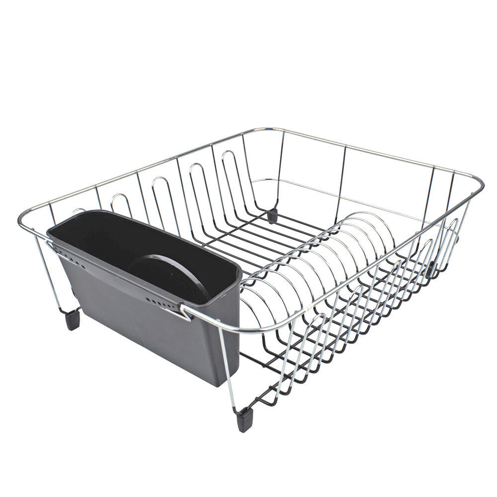 4581ch-d-line-chrome-pvc-large-dish-drainer-w-caddy-charcoal