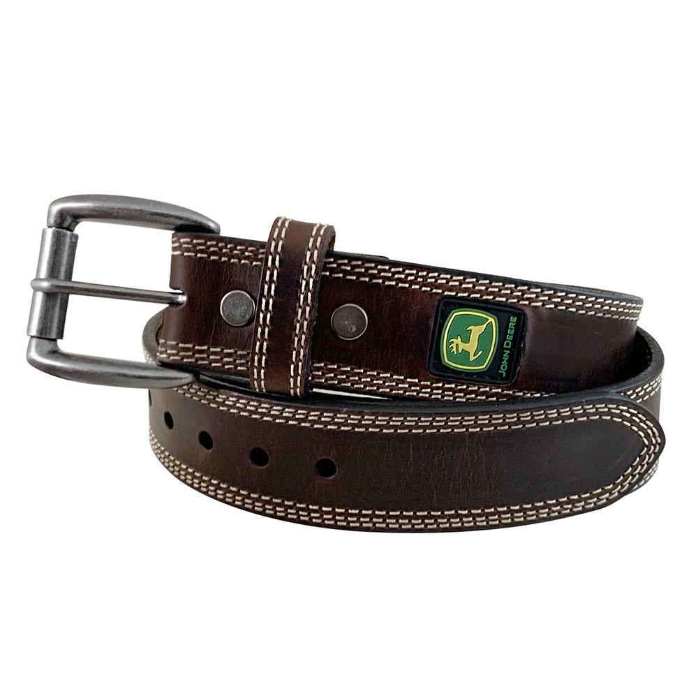 John Deere Men's Bridle Leather Belt Dark Brown
