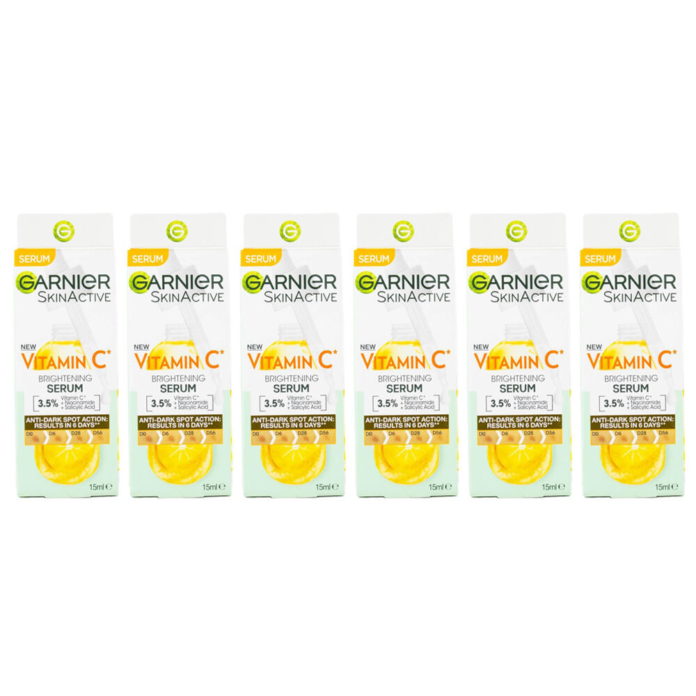 Garnier SkinActive Vitamin C Brightening Serum Face Glow Care 15ml (6 Pack)