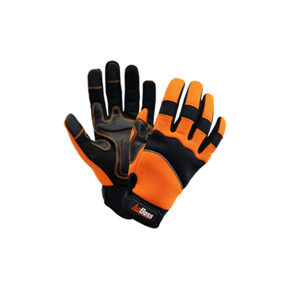 Agboss Premium Flexible Work Glove w/ Wrist Strap Black and Orange Medium (2 Pack) — image 2