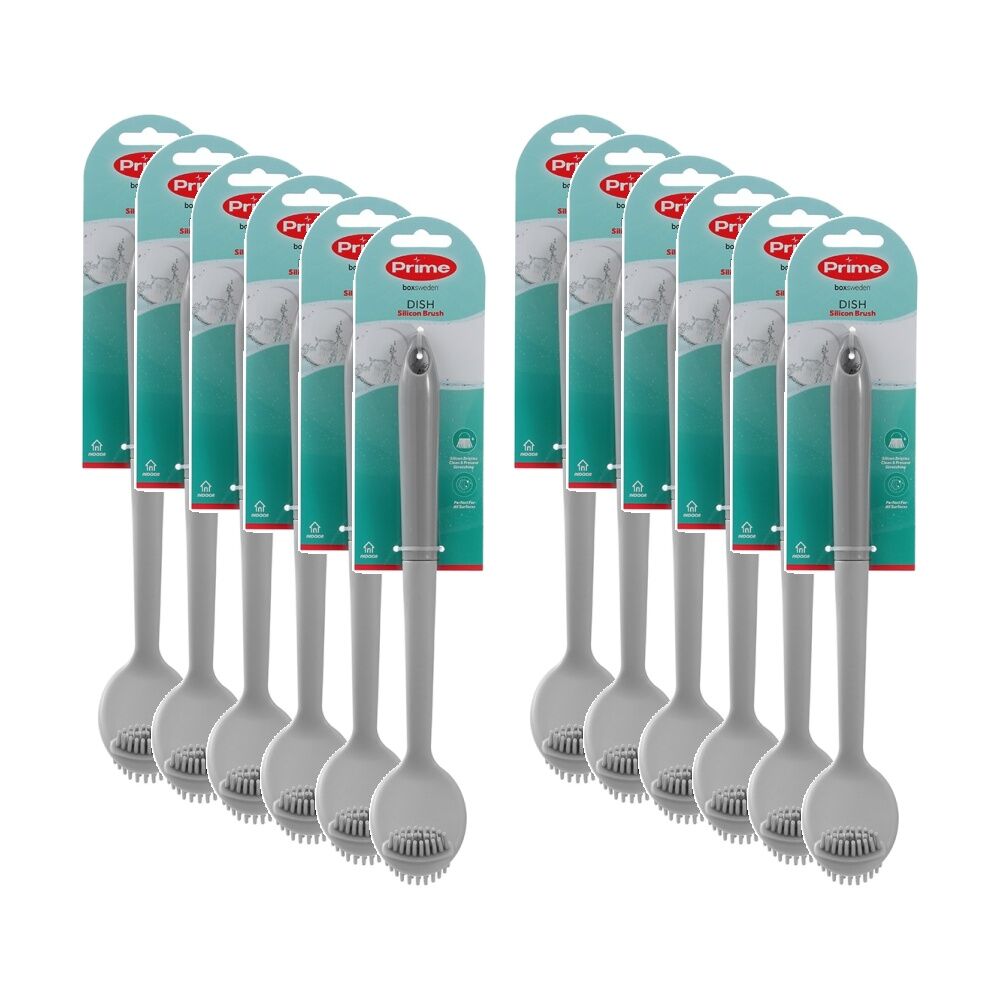 Boxsweden Prime Essentials Dish Brush Silicone Bristles Cleaning Assorted (12 Pack)