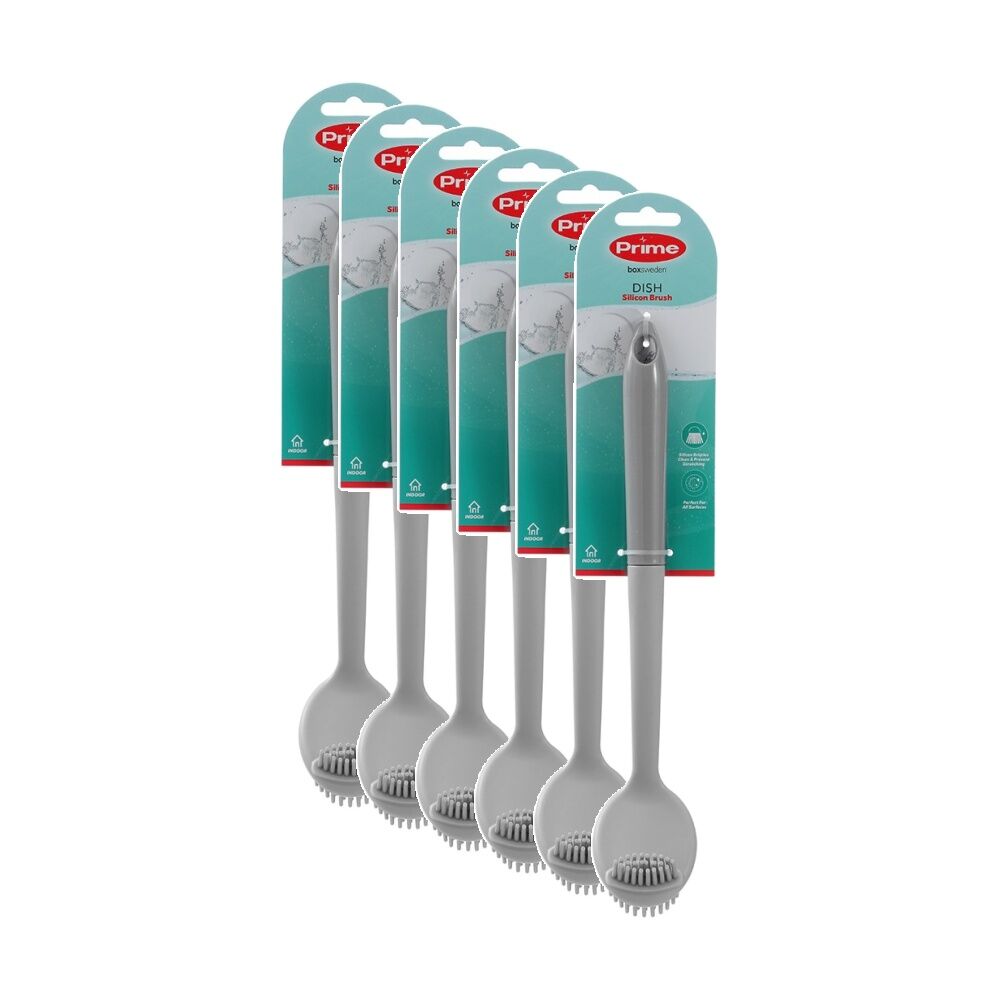 Boxsweden Prime Essentials Dish Brush Silicone Bristles Cleaning Assorted (6 Pack)