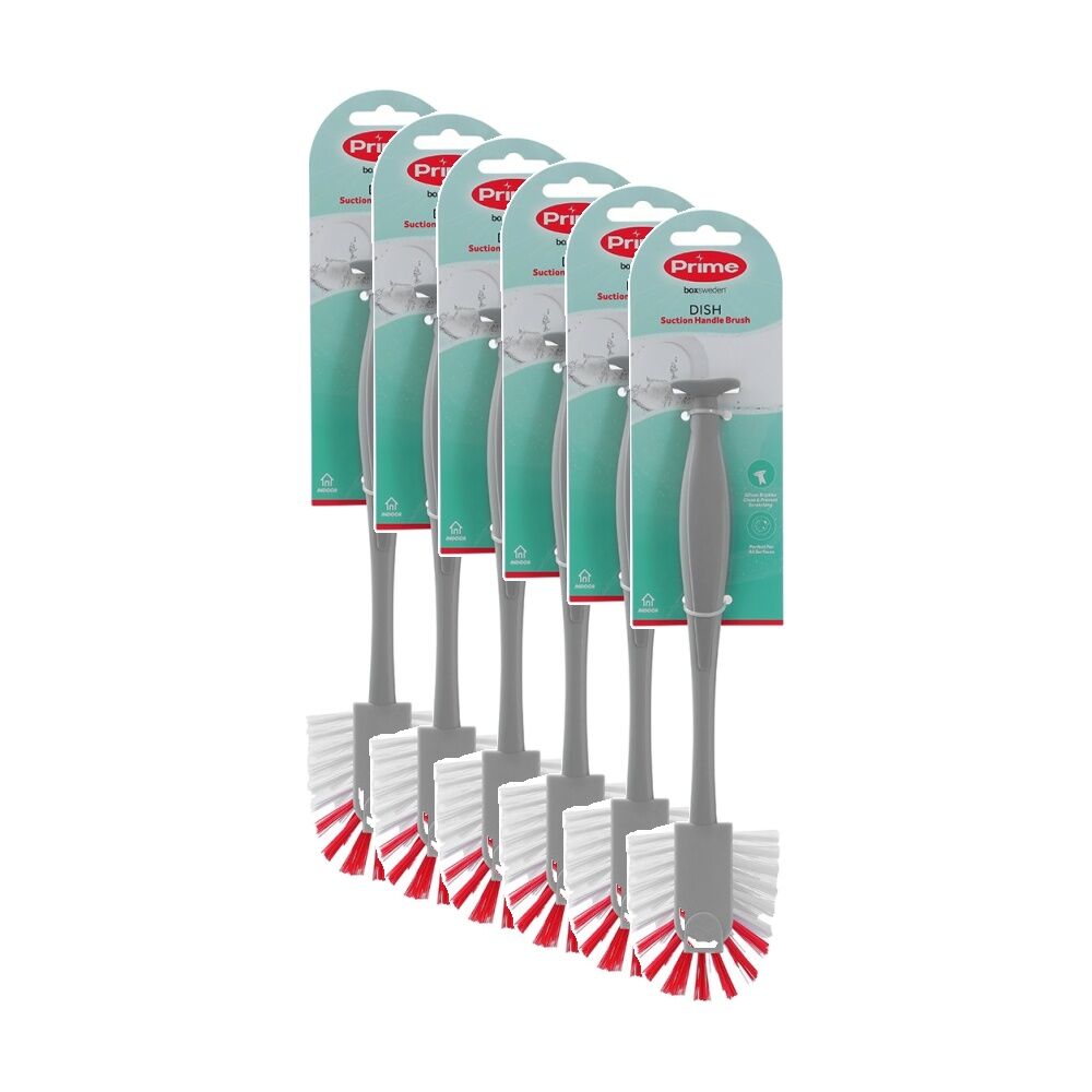 Boxsweden Prime Essentials Suction Handle Dish Brush for Cleaning Assorted (6 Pack)
