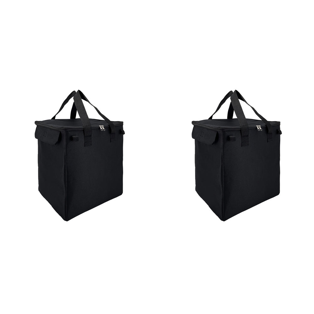 Sachi Insulated 50L Reusable Shopping Cart Bag Storage w/ Carry Handle Black (2 Pack)