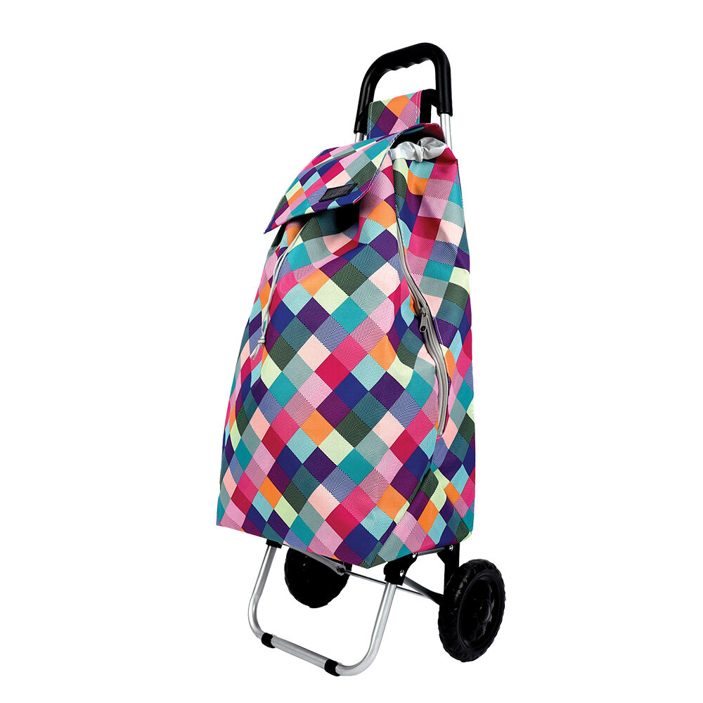 Sachi 45L Harlequin Sprint Large Everyday Grocery Wheeled Shopping Trolley