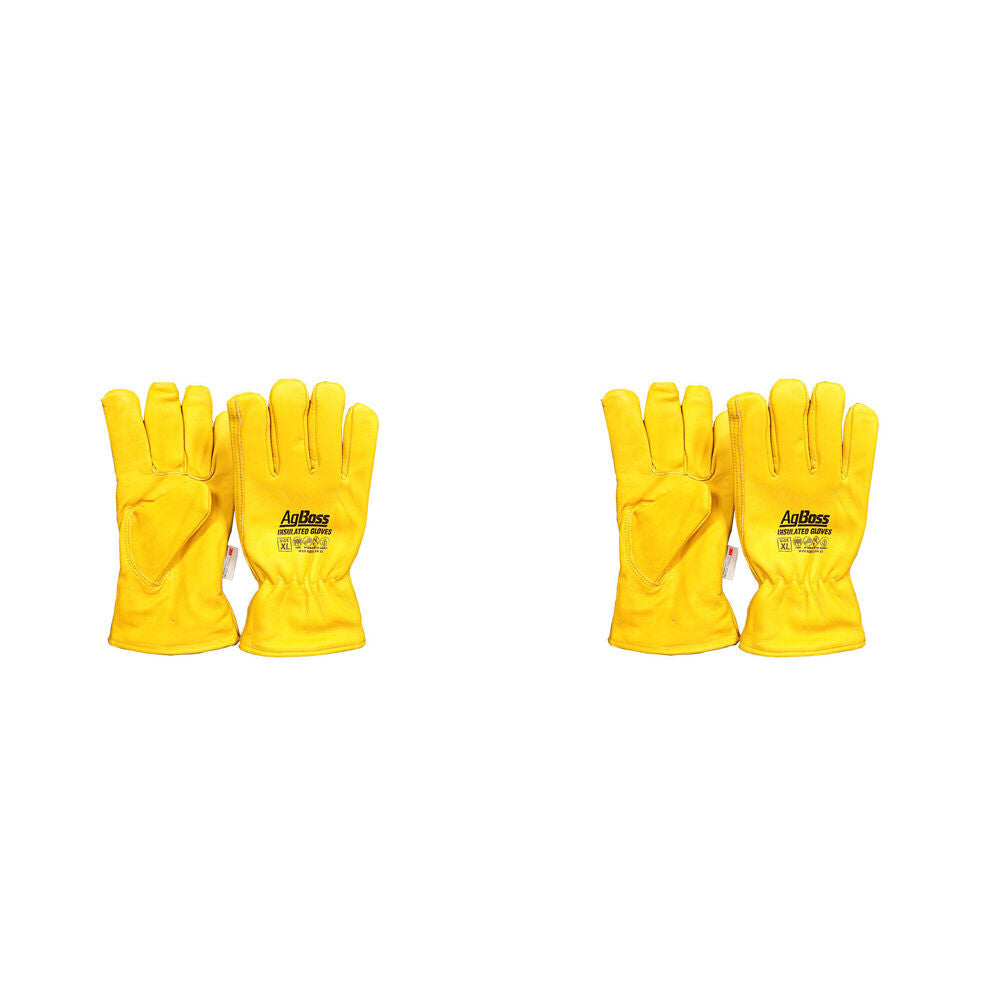 Agboss 3M Leather Riggers Thinsulate Work Gloves Yellow x Large (2 Pack)