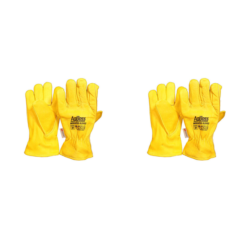 Agboss 3M Leather Riggers Thinsulate Work Gloves Yellow Medium (2 Pack)