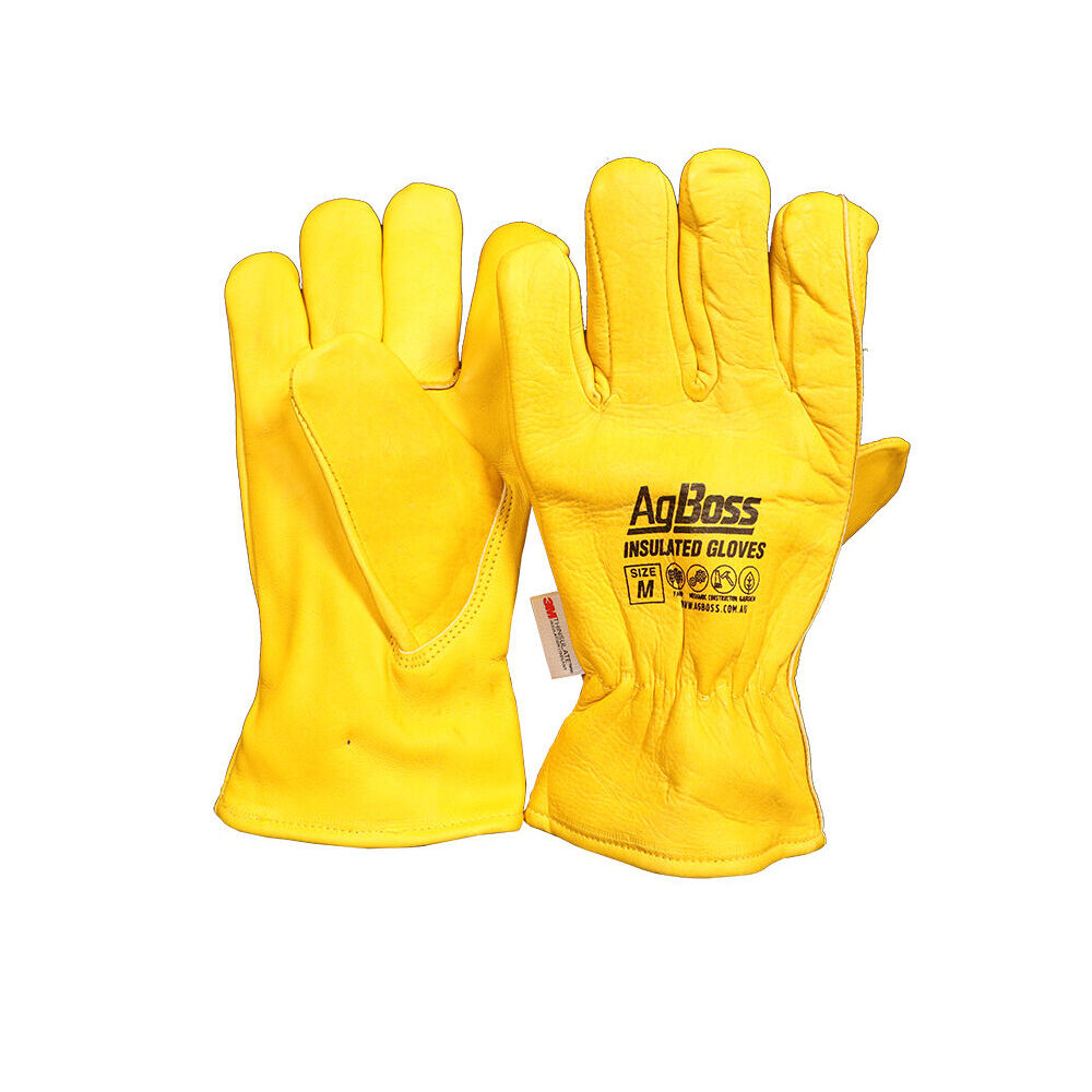 Agboss 3M Leather Riggers Thinsulate Work Gloves Yellow Medium (2 Pack) — image 2