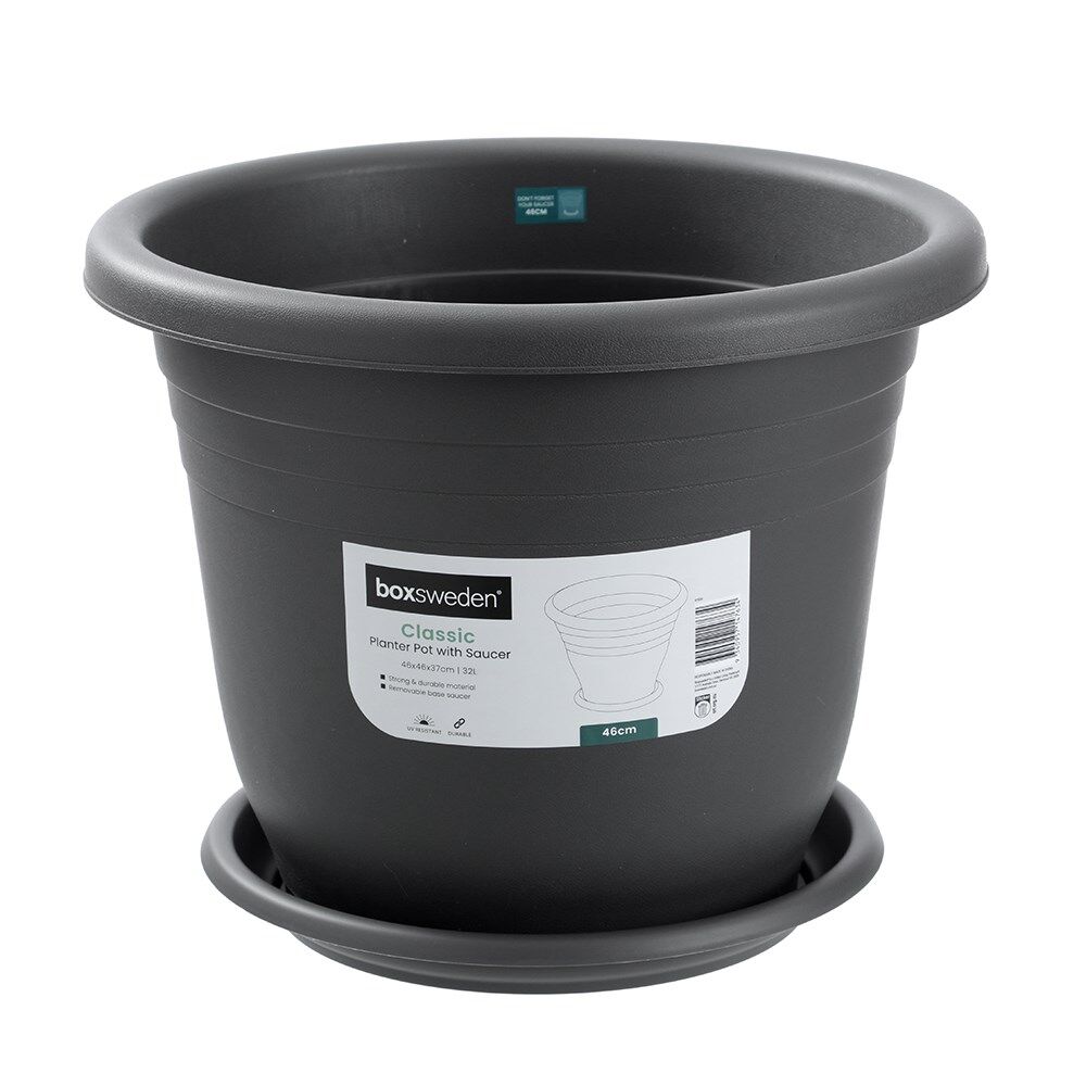 Boxsweden Classic Plastic Planter Pot 46cm w/ Saucer Assorted 46x46x37cm (4 Pack) — image 4