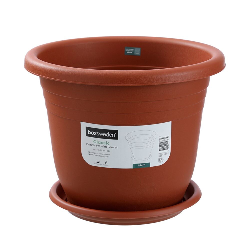 Boxsweden Classic Plastic Planter Pot 46cm w/ Saucer Assorted 46x46x37cm (4 Pack) — image 7