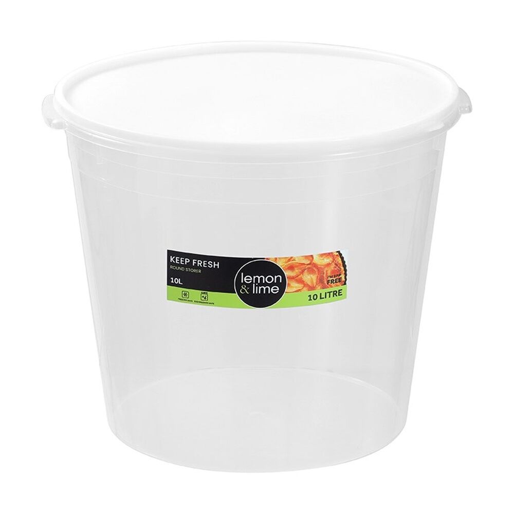 Lemon and Lime Keep Fresh Round Storer 10L Kitchenware Food Safe