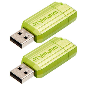 Verbatim 16GB PinStripe USB 2.0 Drive/Pen Drive For Windows/Mac/Linux Green (2 Pack)