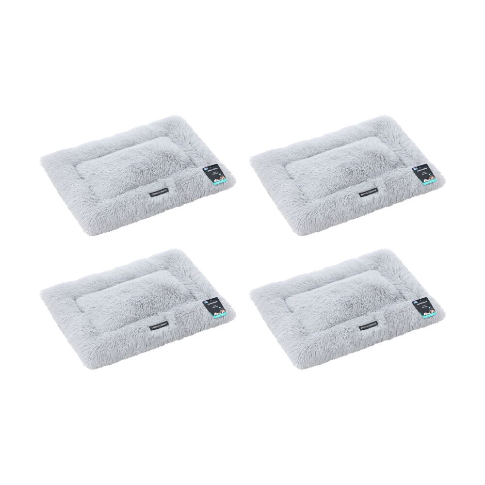 Paws and Claws Pet Mat Medium 70x50x4cm Light Grey Super Plush Washable (4 Pack)