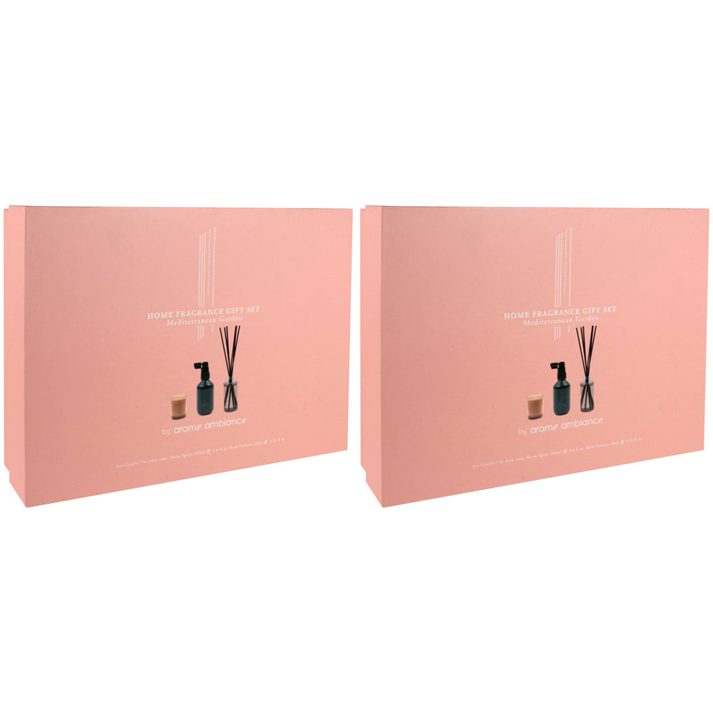 Arome Ambiance Mediterranean Garden Reed Diffuser/Candle Home Fragrance Set (2 Pack)