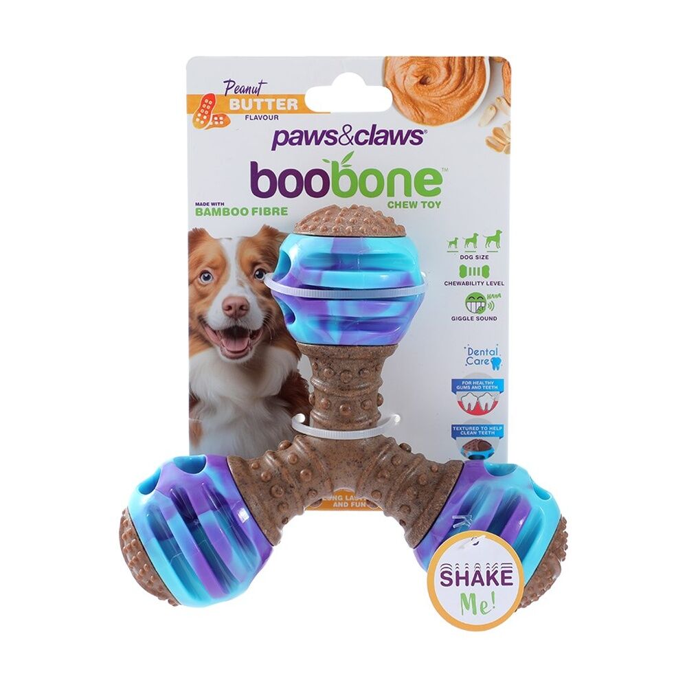 Paws and Claws Boobone TPR Giggle Tri Toy Chicken and Peanut Butter Assorted