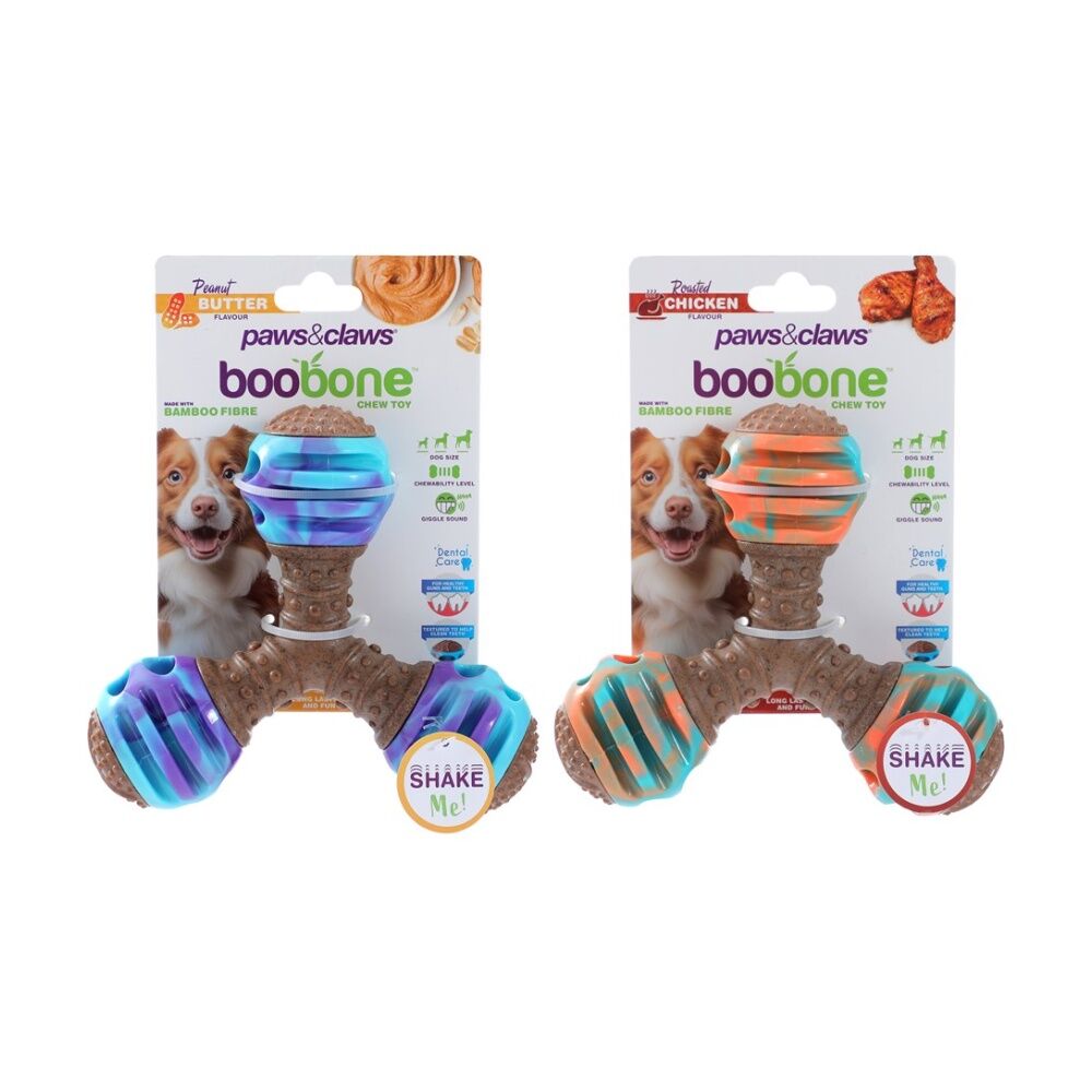 Paws and Claws Boobone TPR Giggle Tri Toy Chicken & Peanut Butter Assorted (6 Pack) — image 3
