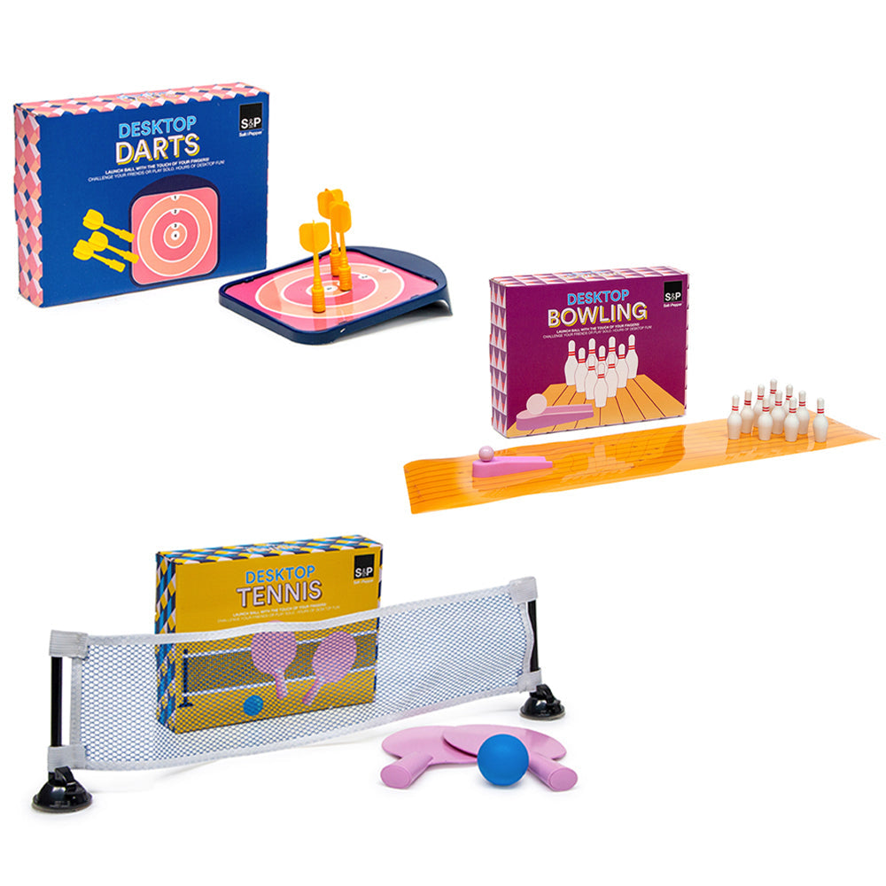Salt & Pepper S&P Desktop Games Darts, Bowling And Tennis Kids Desk/Tabletop Game Toy 5y+ (3 Pieces)