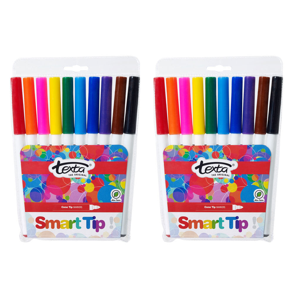 Texta 10pc Texta The Original Smart Bullet Tip Markers Water Based Kids Drawing Pen (2 Pack)