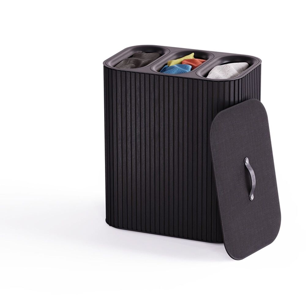 Joseph Joseph 90L Laundry Basket 3 Compartments With Drop-In Handles Black