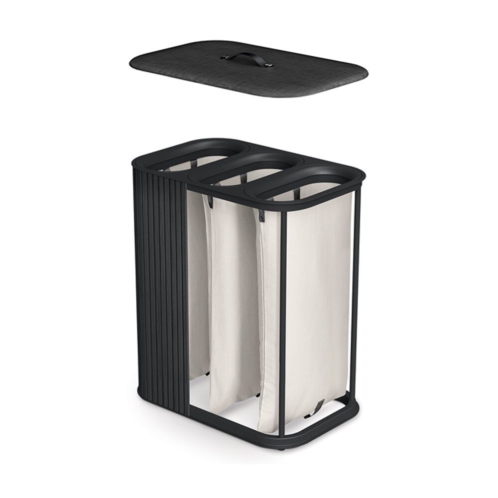 Joseph Joseph 90L Laundry Basket 3 Compartments With Drop-In Handles Black — image 4