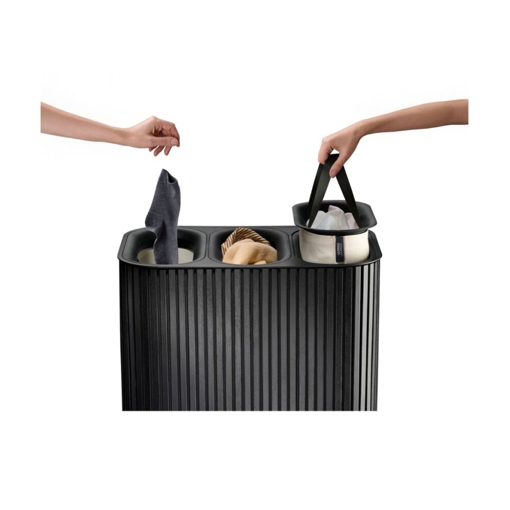 Joseph Joseph 90L Laundry Basket 3 Compartments With Drop-In Handles Black — image 5