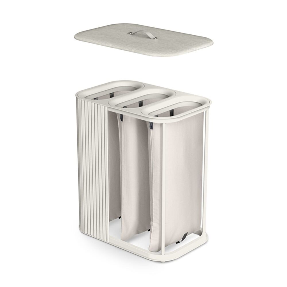 Joseph Joseph 90L Laundry Basket 3 Compartments With Drop-In Handles Bamboo Ecru — image 4