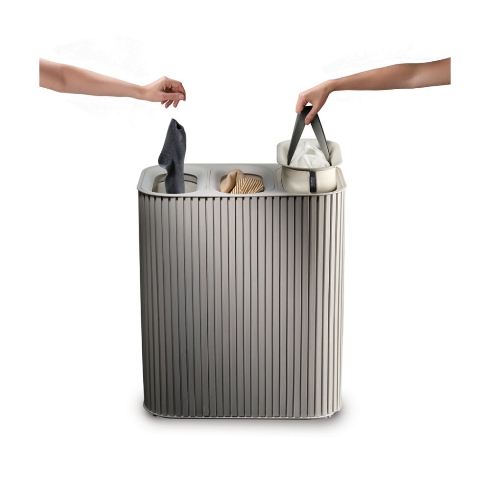 Joseph Joseph 90L Laundry Basket 3 Compartments With Drop-In Handles Bamboo Ecru — image 9