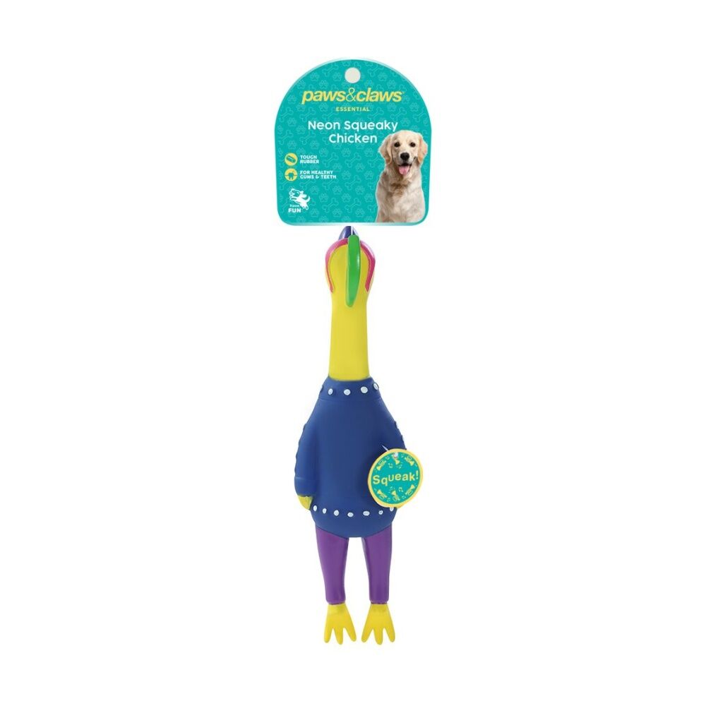 Paws and Claws Vinyl Neon Squeaky Chicken 25x7x4cm Tough Rubber Assorted (6 Pack) — image 8