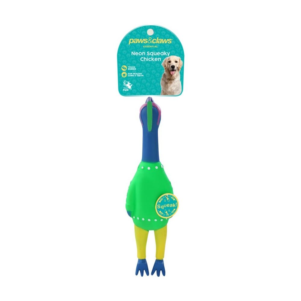 Paws and Claws Vinyl Neon Squeaky Chicken 25x7x4cm Tough Rubber Assorted (6 Pack) — image 9