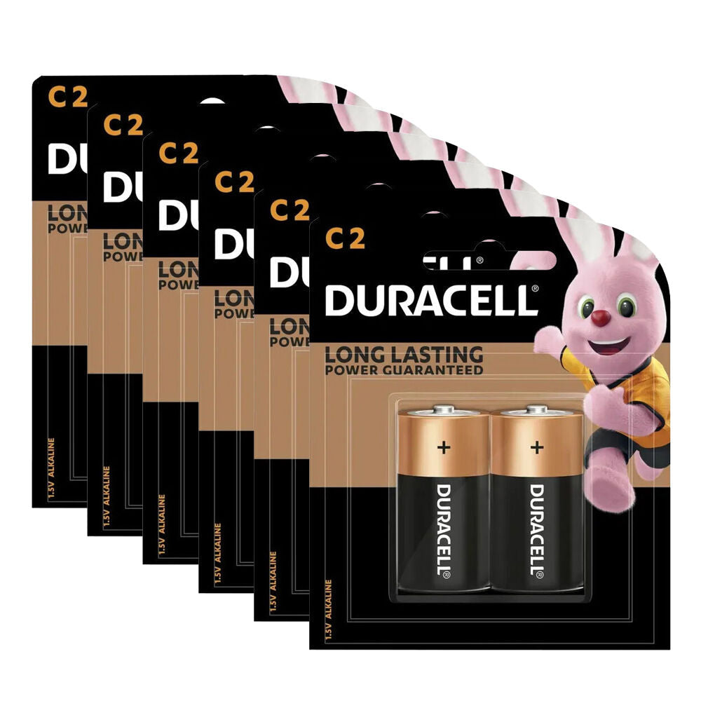 Duracell 6PK 2pc C Size 1.5V Alkaline Batteries Long Lasting Power
