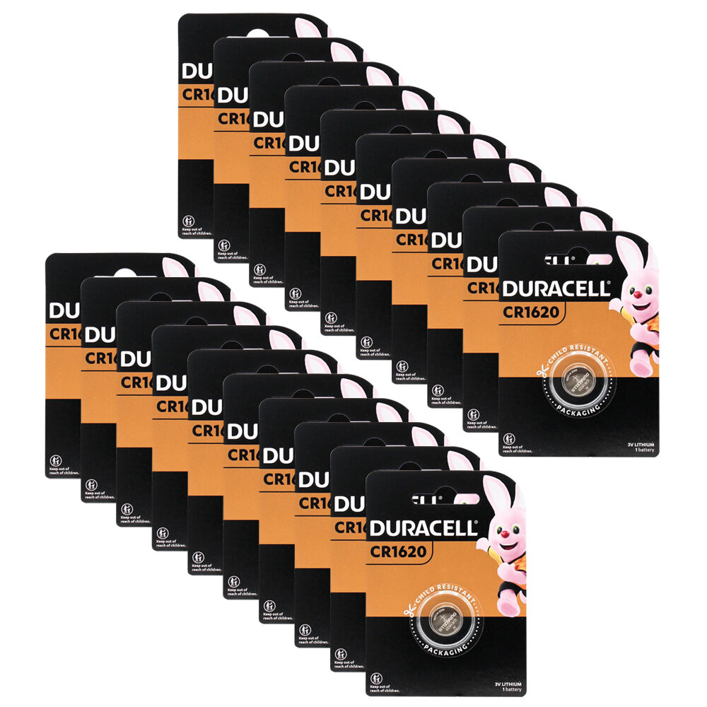 Duracell 20PK CR1620 3V Lithium Coin Battery Single-Use Long Lasting